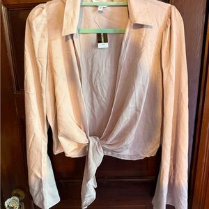Express Light Pink Tie-Front Blouse